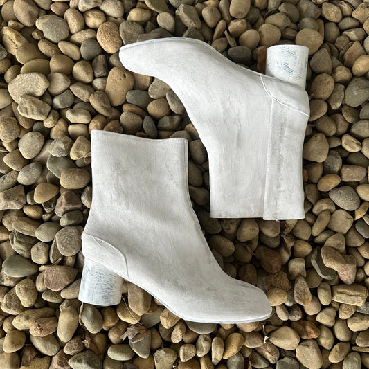 ‘Painted’ Concrete White Tabi Boots Shoes 269archive