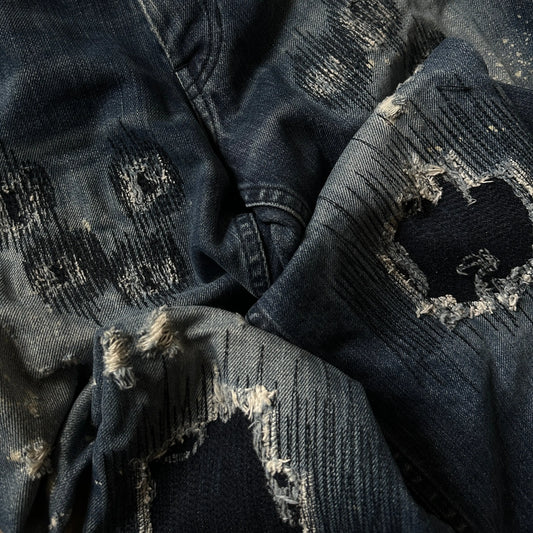 AW01 Number (N)ine “Grunge” Bootcut Denim - 269archive