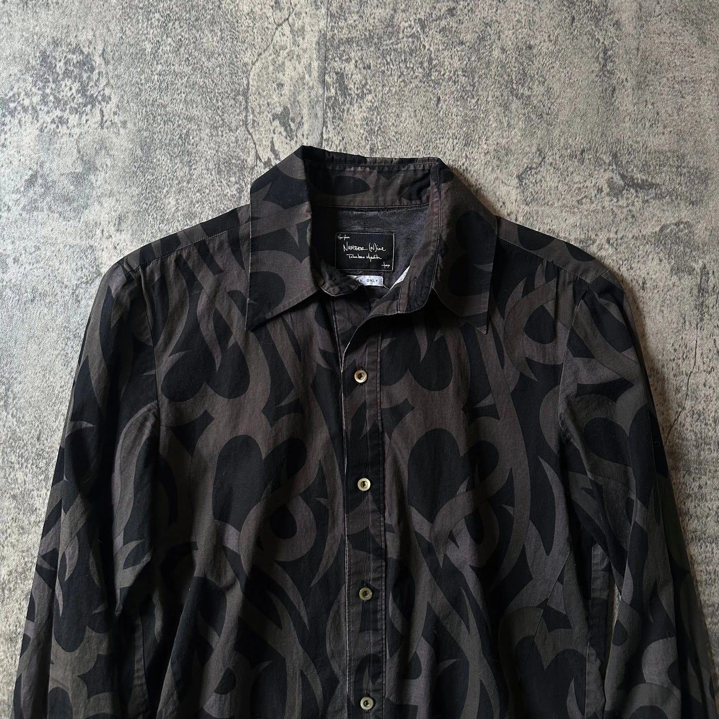 AW04 Number (N)ine Japan Exclusive “Tribal Print” Button-Up - 269archive