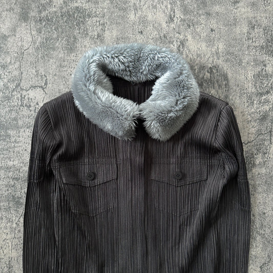 AW06 Issey Miyake Pleats Please “Detachable Fur” Pleated Jacket - 269archive
