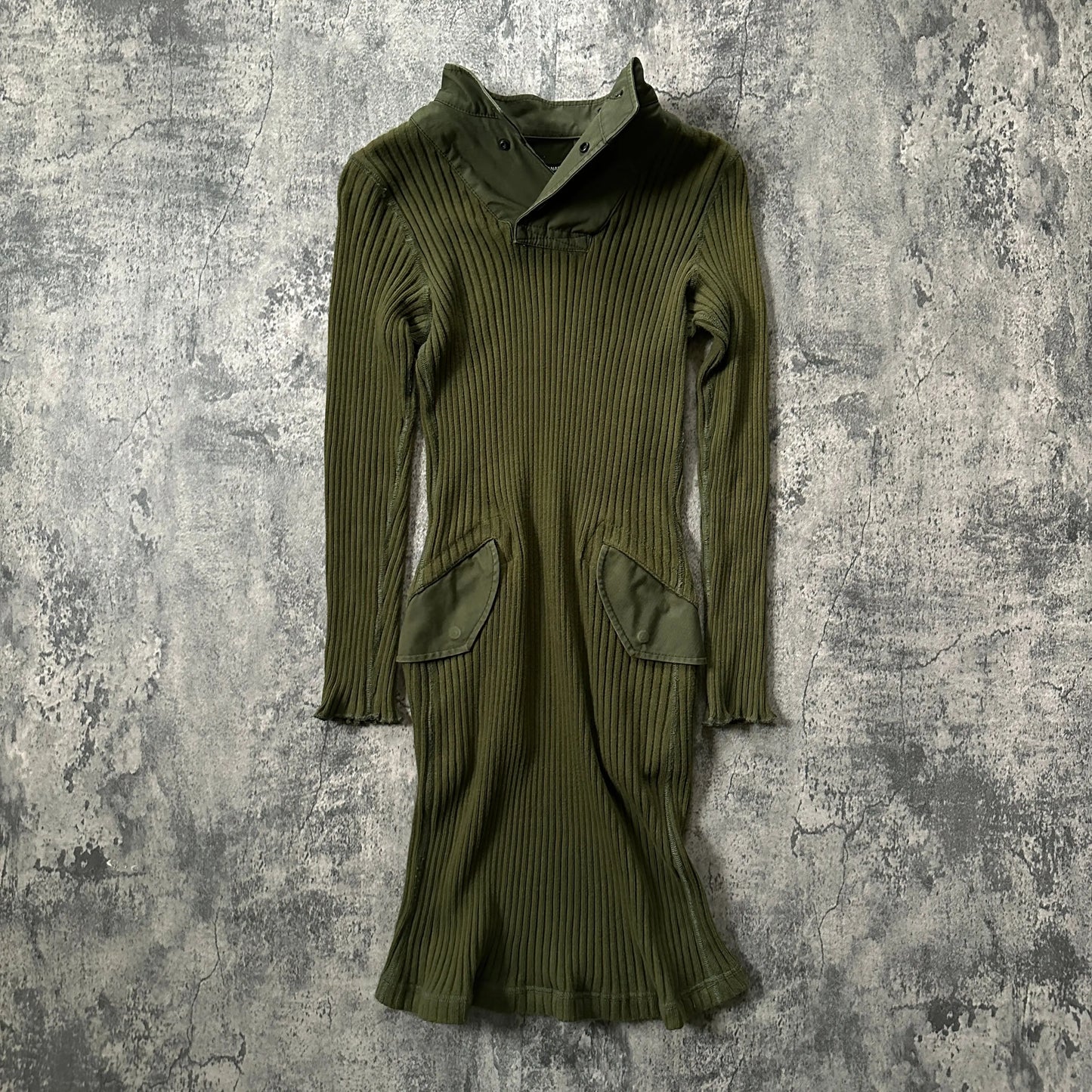 AW10 Runway Junya Watanabe “White Fur” Detachable Hood Ribbed-Knit Dress - 269archive