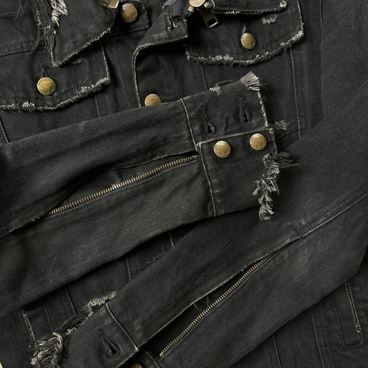 L.G.B. Distressed Removable Collar Denim Jacket - 269archive