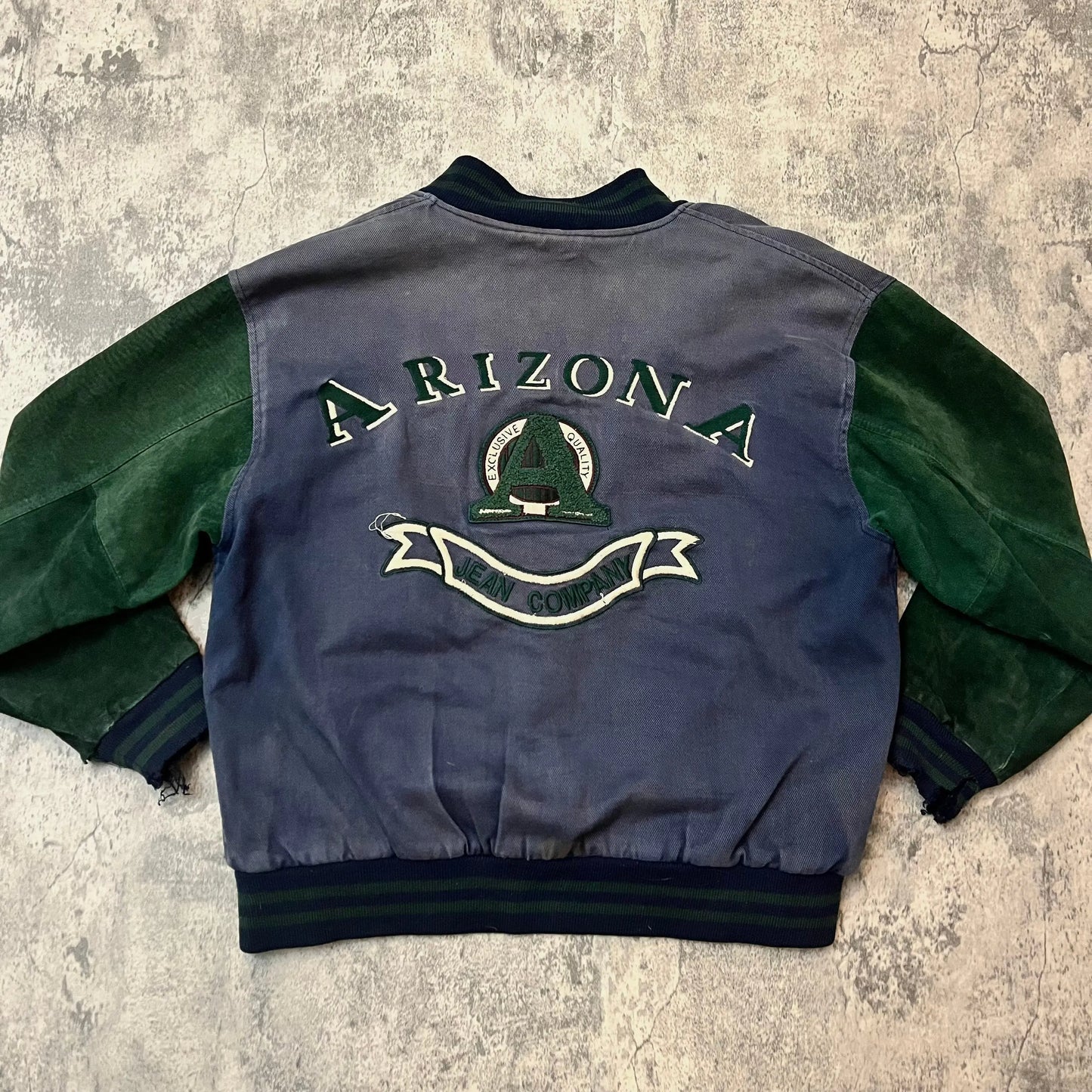 Distressed Suede Varsity Jacket - 269archive