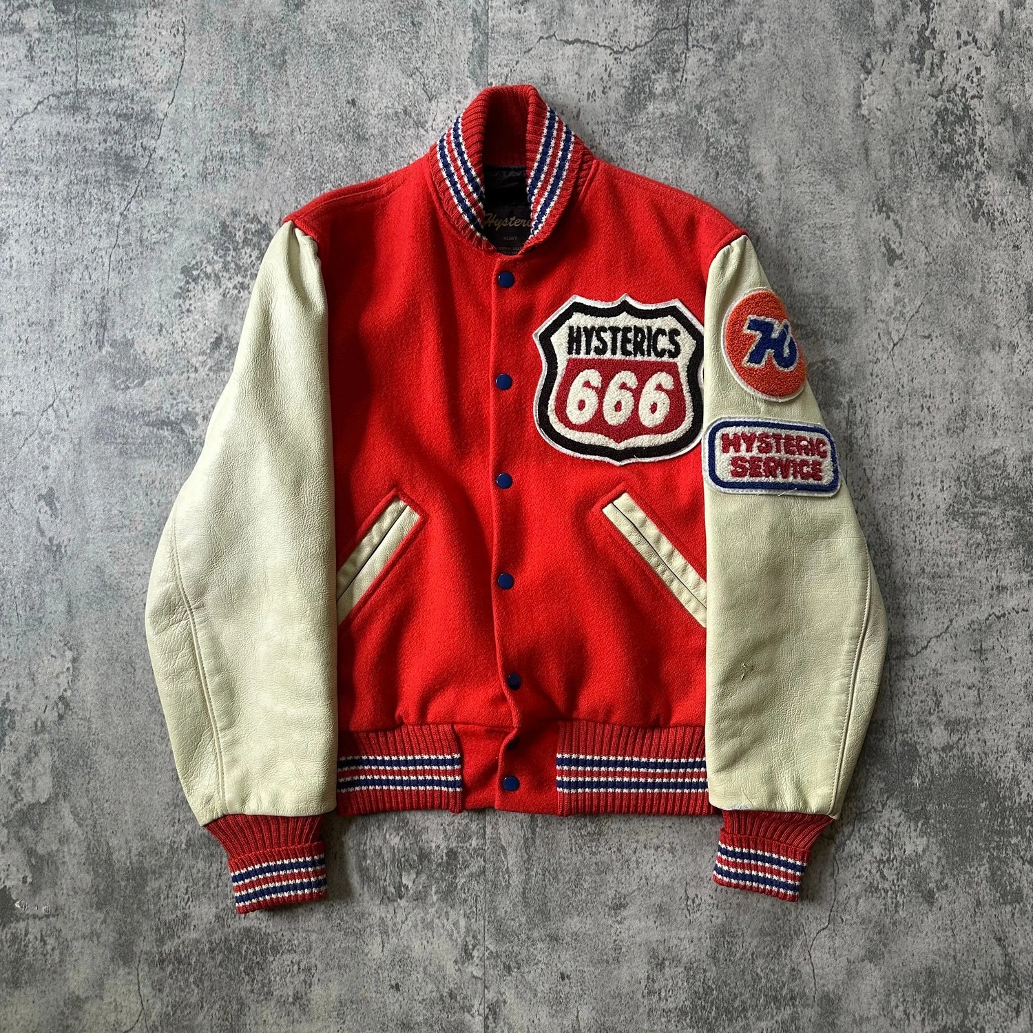 1990s Hysteric Glamour “666” Leather Varsity Jacket - 269archive