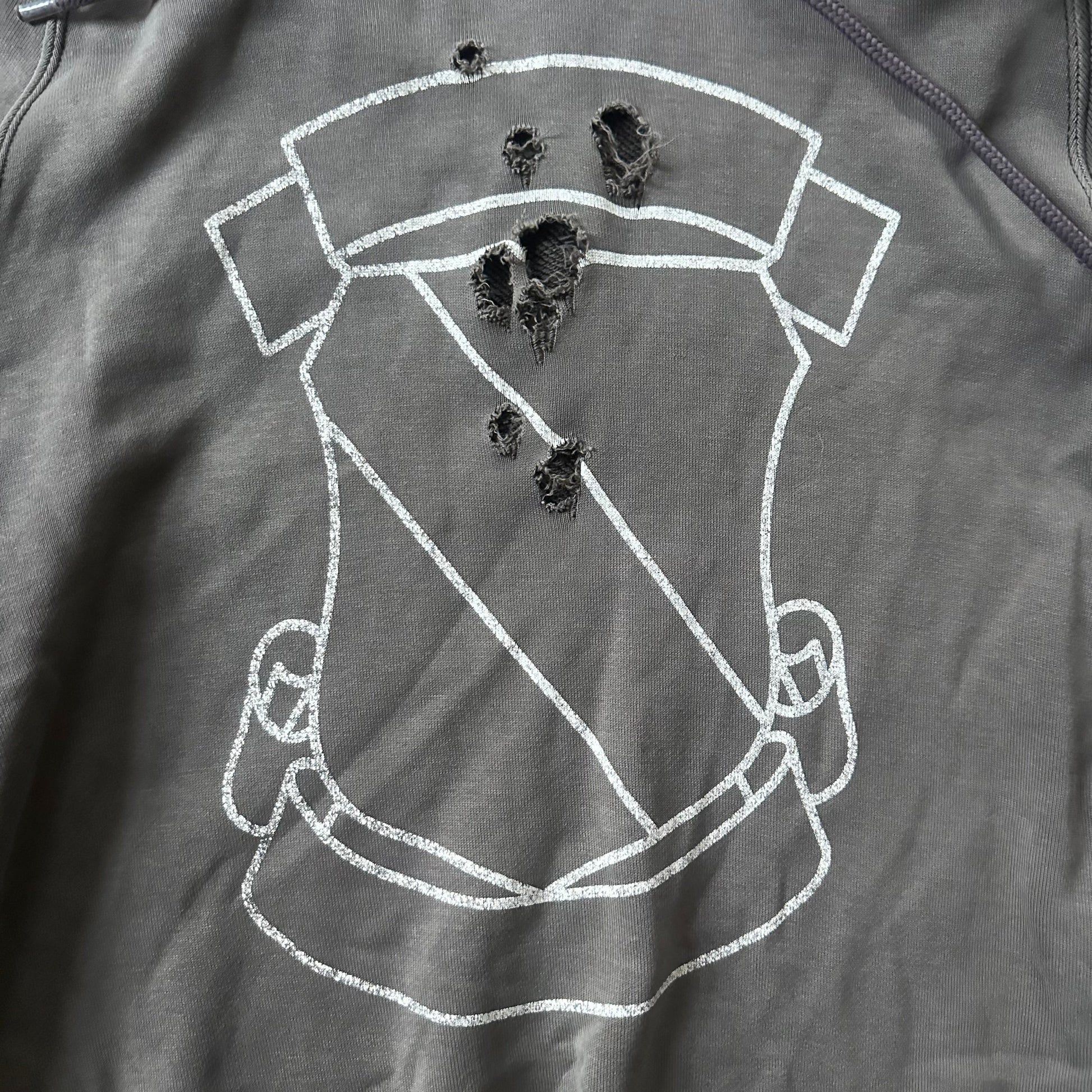 AW01 ‘Standards’ Distressed Shield Hoodie   269archive