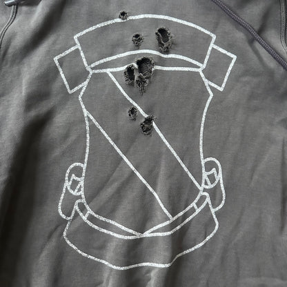 AW01 ‘Standards’ Distressed Shield Hoodie   269archive