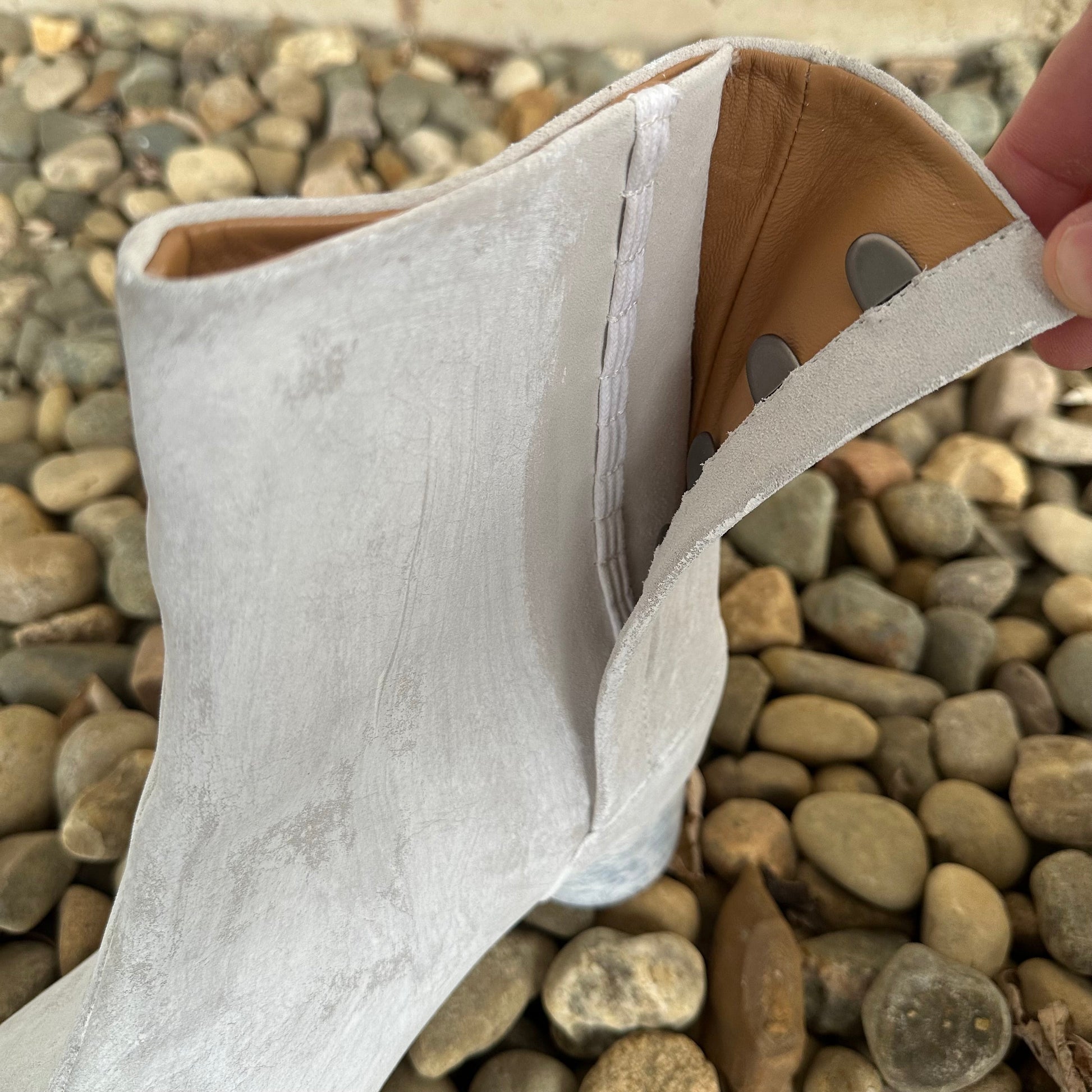 ‘Painted’ Concrete White Tabi Boots  Shoes 269archive