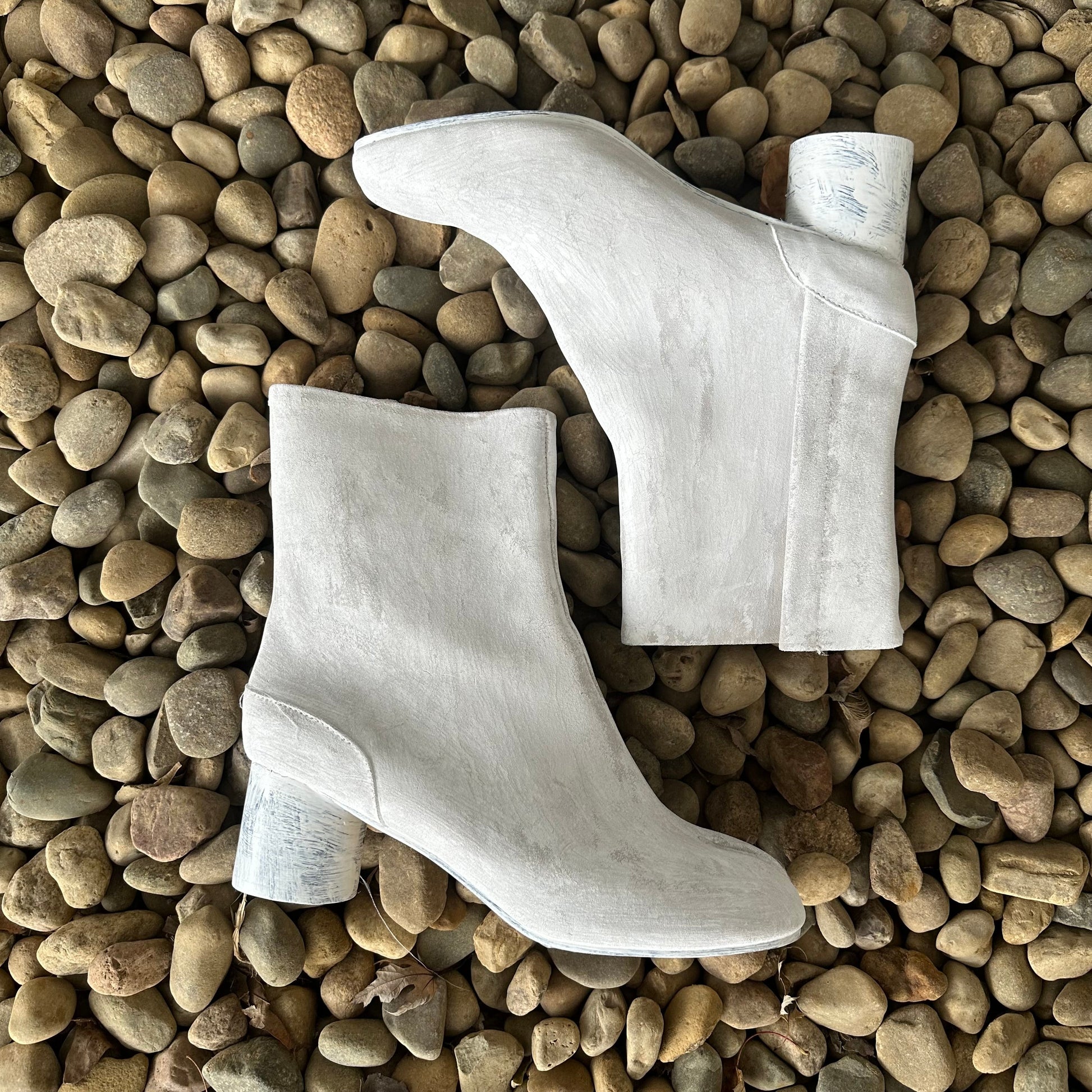 ‘Painted’ Concrete White Tabi Boots  Shoes 269archive