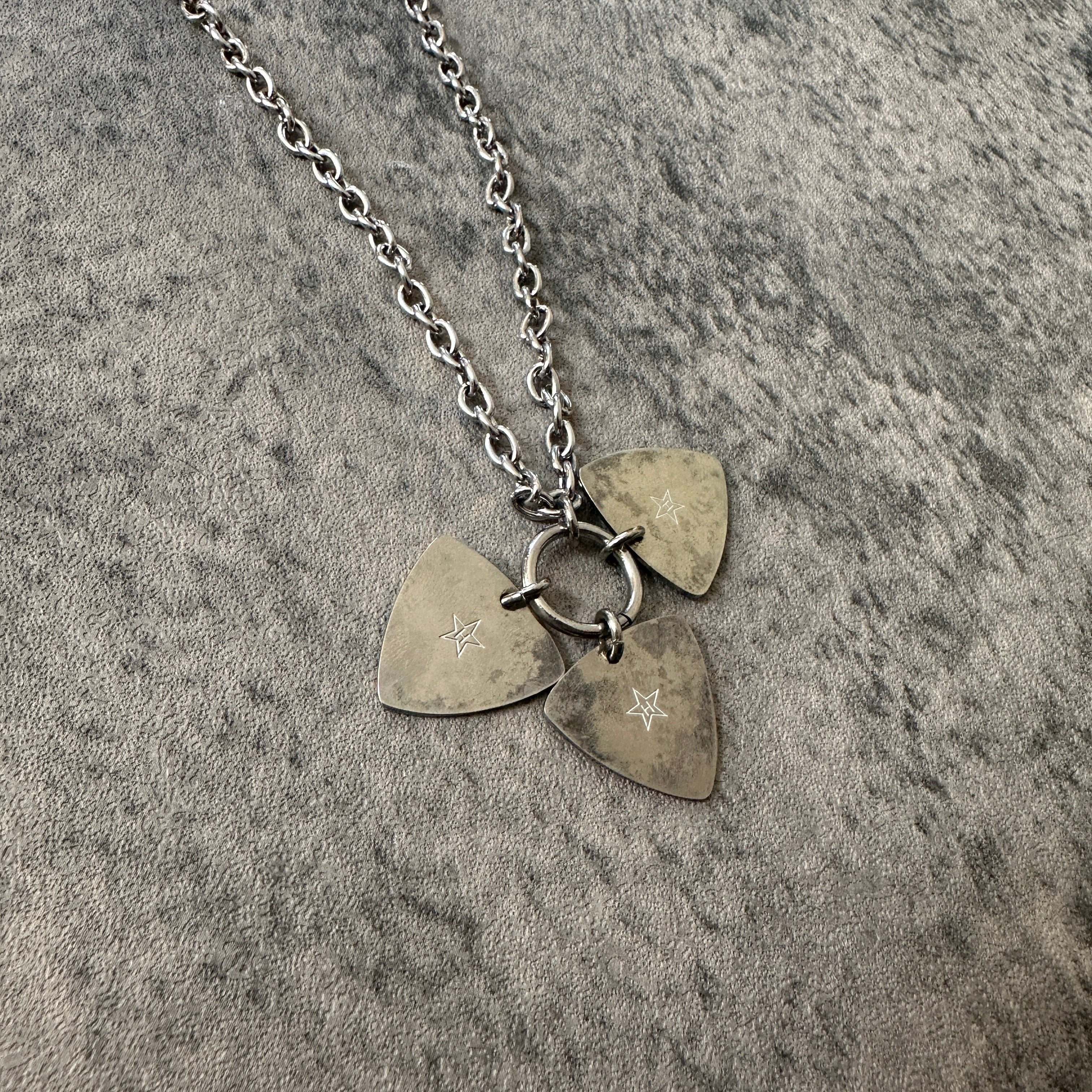 2000s Hysteric Glamour “Guitar Pick” Charm Necklace