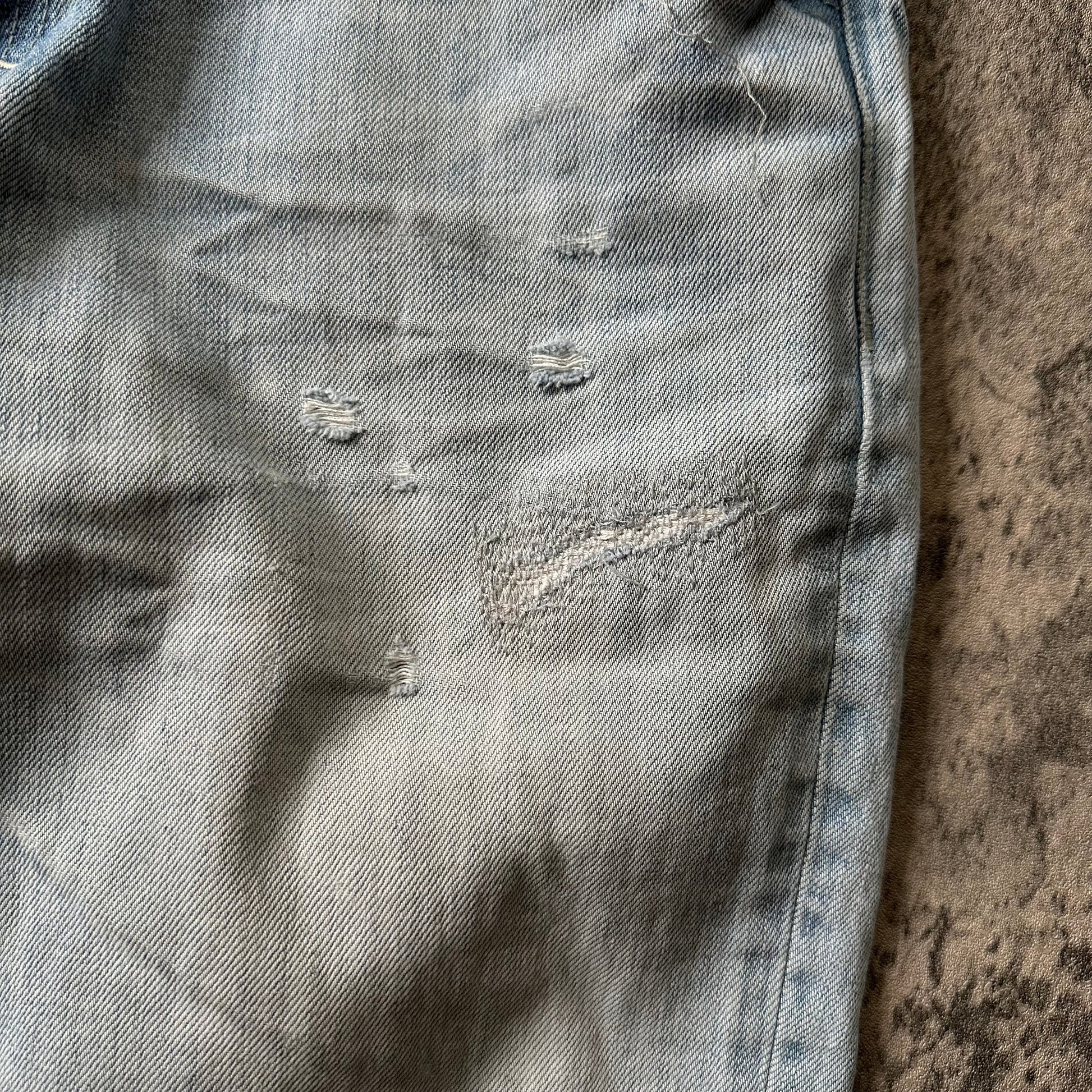 ‘Leather Repair’ Distressed Denim  Pants 269archive