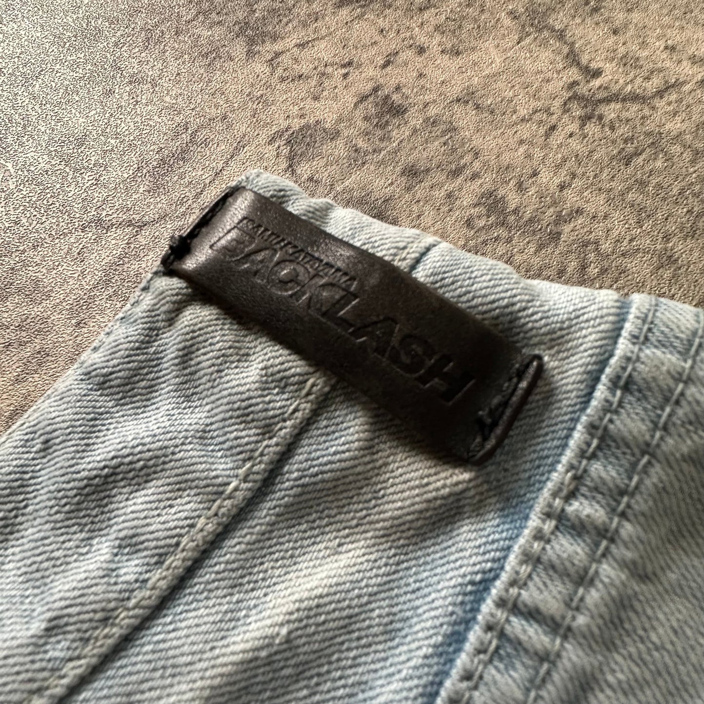 ‘Leather Repair’ Distressed Denim  Pants 269archive