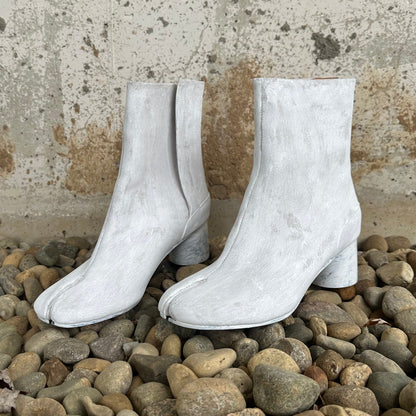 ‘Painted’ Concrete White Tabi Boots  Shoes 269archive