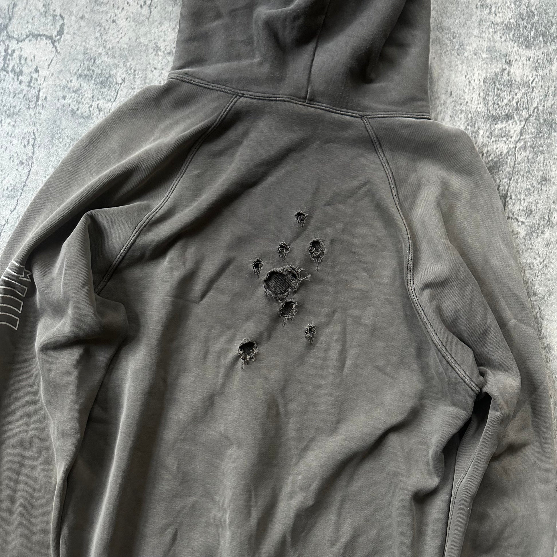 AW01 ‘Standards’ Distressed Shield Hoodie   269archive