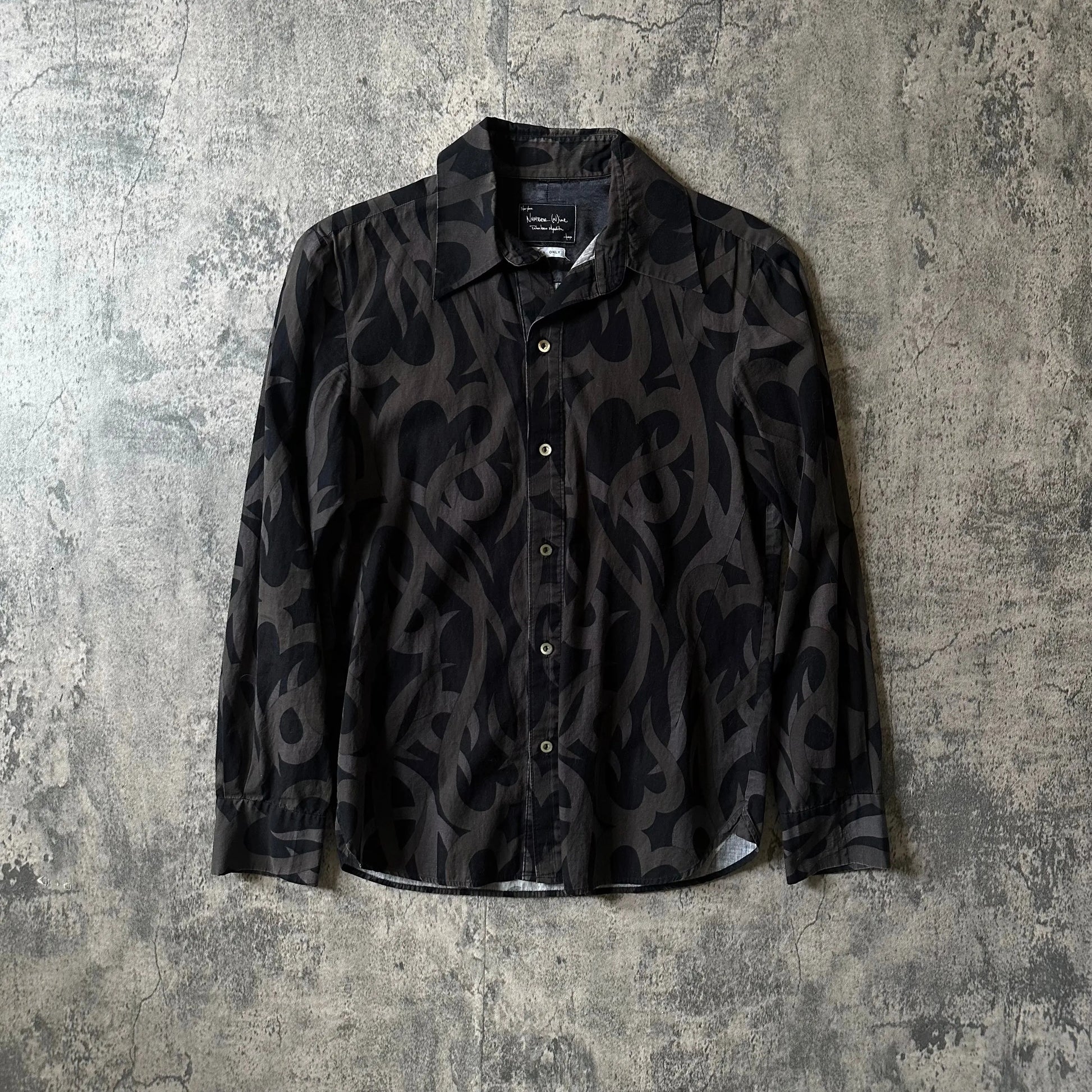 AW04 Number (N)ine Japan Exclusive “Tribal Print” Button-Up - 269archive