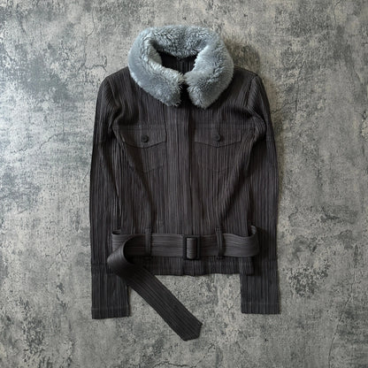 AW06 Issey Miyake Pleats Please “Detachable Fur” Pleated Jacket - 269archive