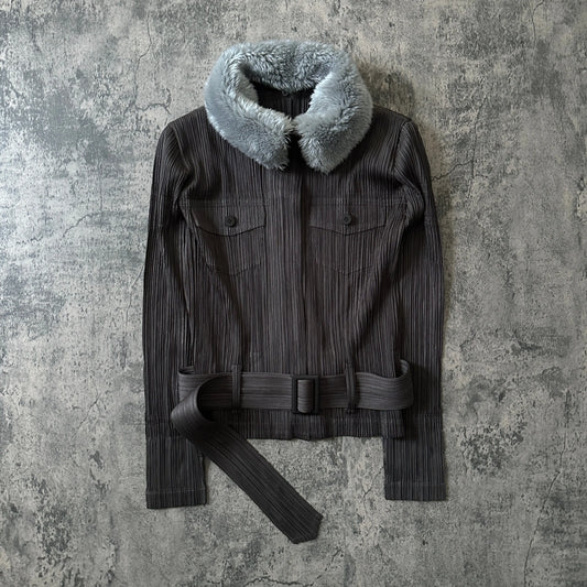 AW06 Issey Miyake Pleats Please “Detachable Fur” Pleated Jacket - 269archive
