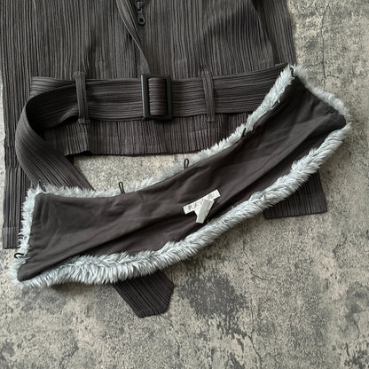 AW06 Issey Miyake Pleats Please “Detachable Fur” Pleated Jacket - 269archive