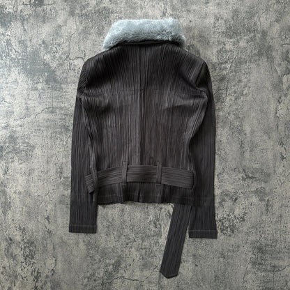 AW06 Issey Miyake Pleats Please “Detachable Fur” Pleated Jacket - 269archive