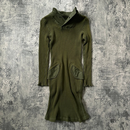 AW10 Runway Junya Watanabe “White Fur” Detachable Hood Ribbed-Knit Dress - 269archive