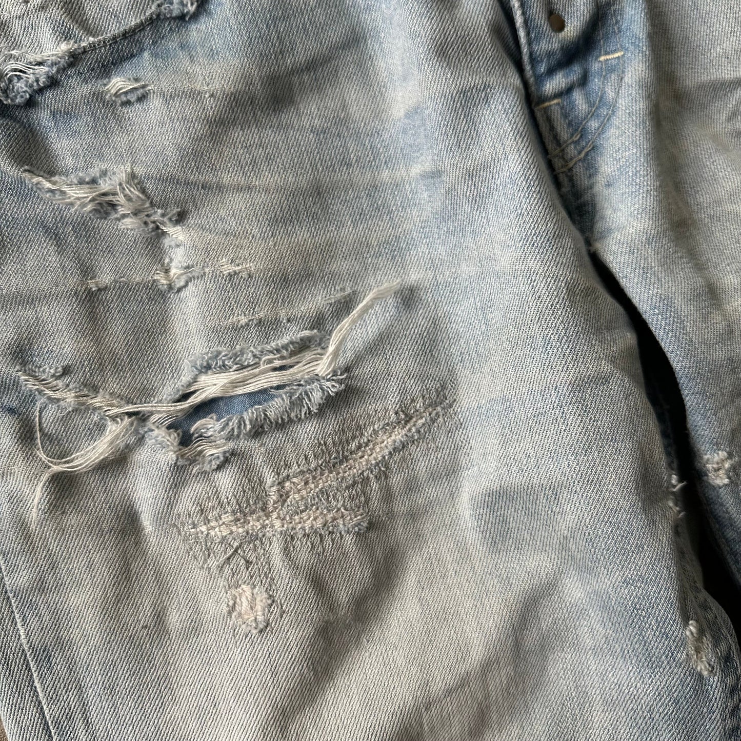 ‘Leather Repair’ Distressed Denim  Pants 269archive
