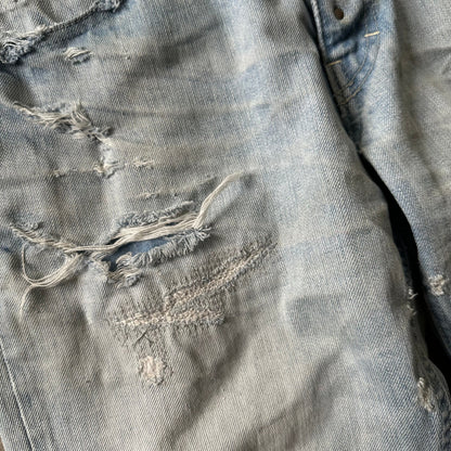 ‘Leather Repair’ Distressed Denim  Pants 269archive