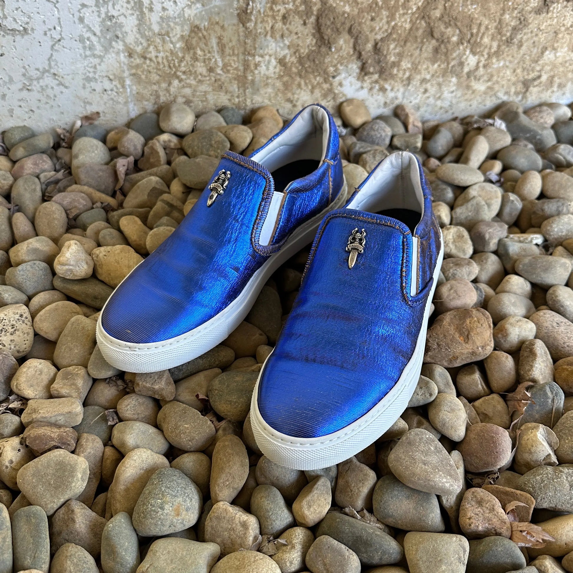 Chrome Hearts “Dagger” Metallic Slip-Ons - 269archive