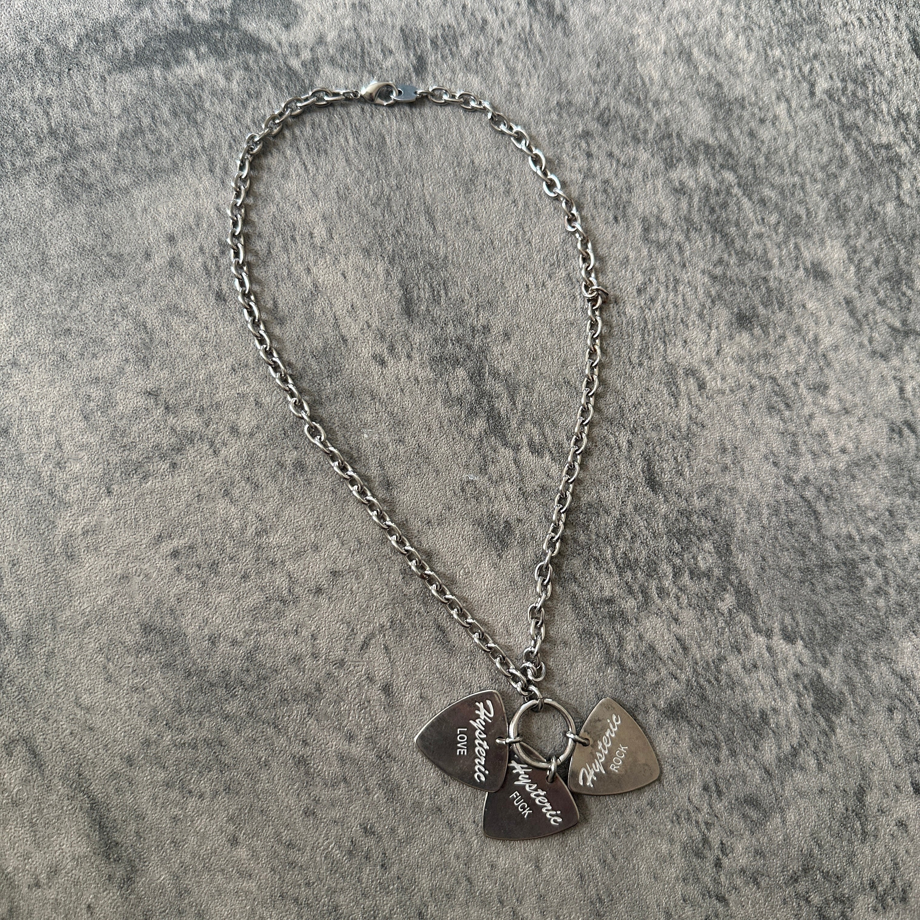 2000s Hysteric Glamour “Guitar Pick” Charm Necklace