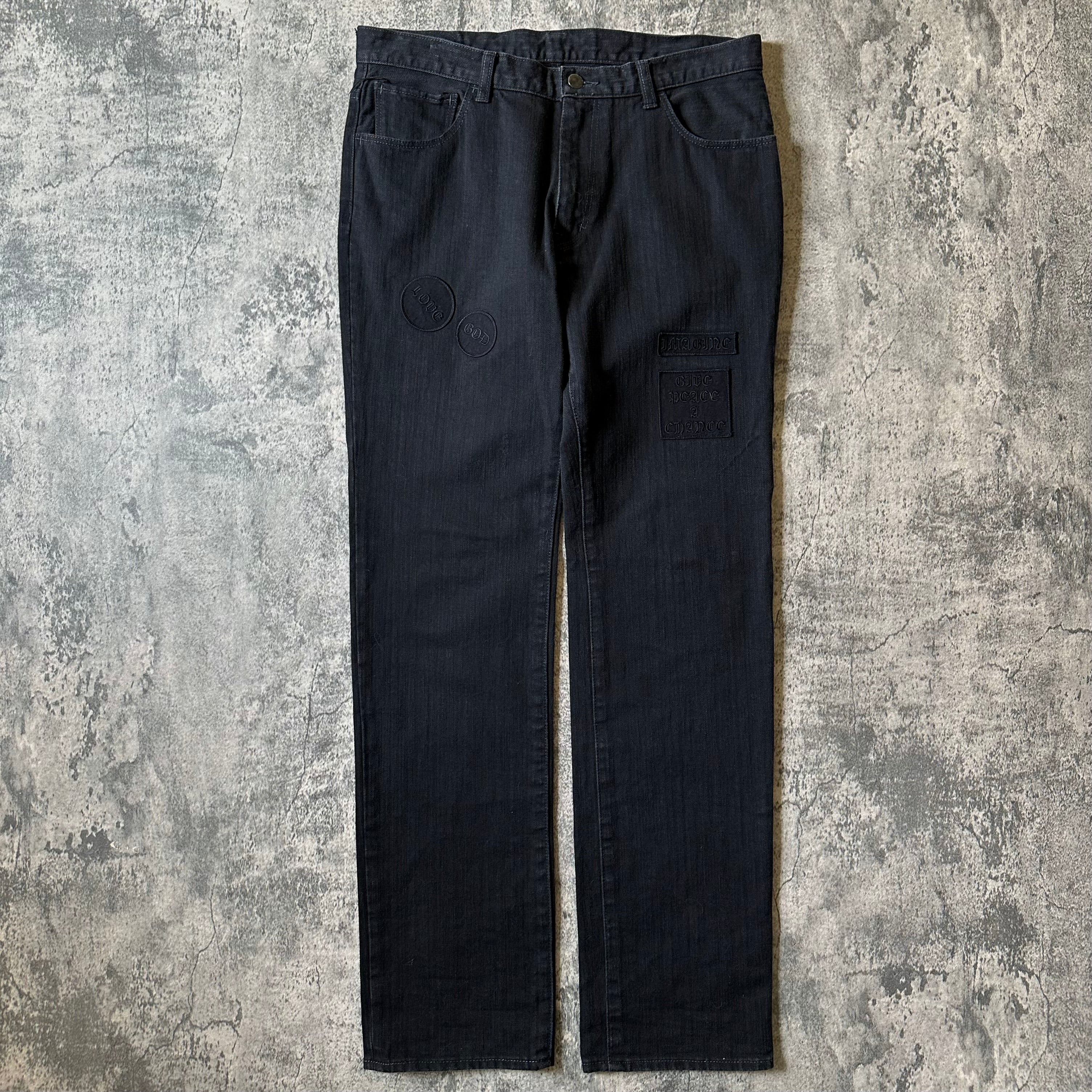 AW04 Number (N)ine “Give Peace a Chance” Patch Denim