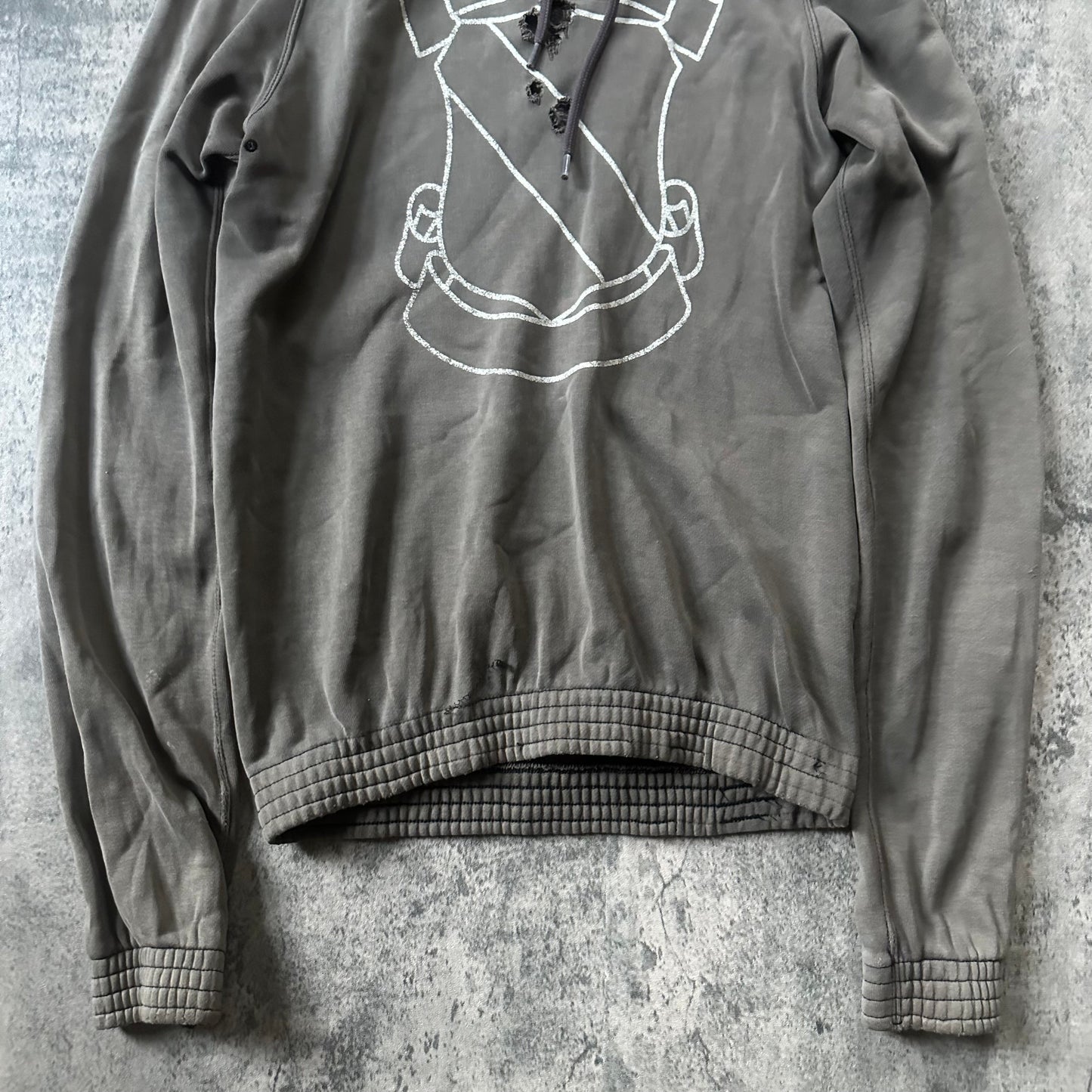 AW01 ‘Standards’ Distressed Shield Hoodie   269archive