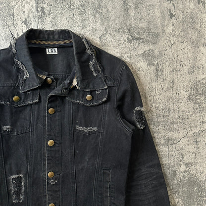 L.G.B. Distressed Removable Collar Denim Jacket - 269archive