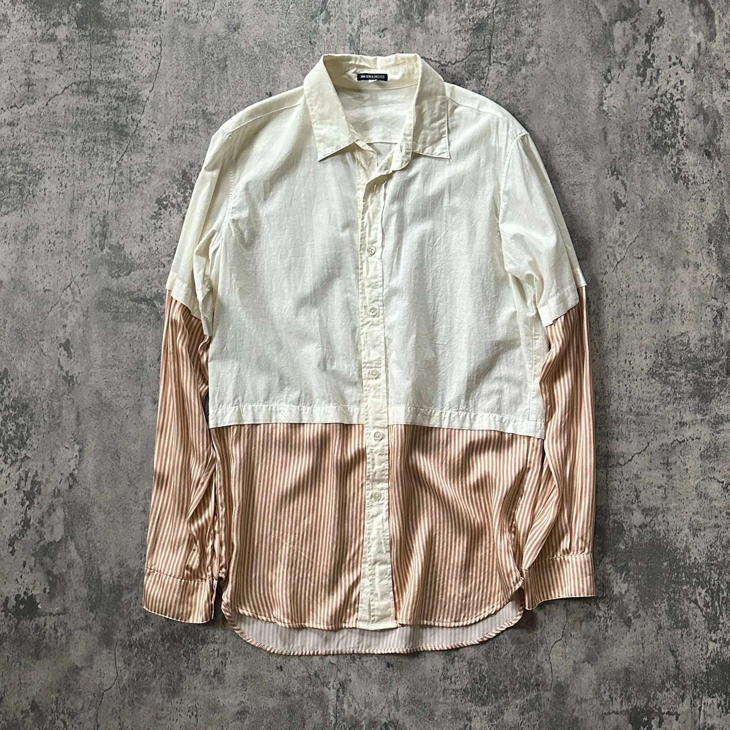 SS08 Ann Demeulemeester Runway “Striped Silk” Layered Button-Up - 269archive