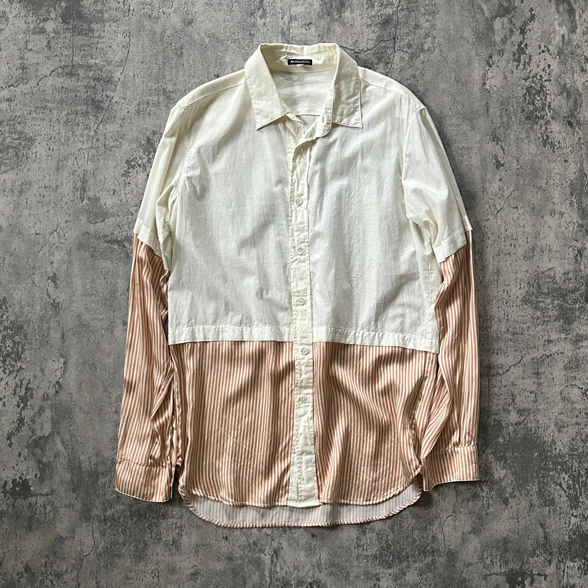 SS08 Ann Demeulemeester Runway “Striped Silk” Layered Button-Up - 269archive