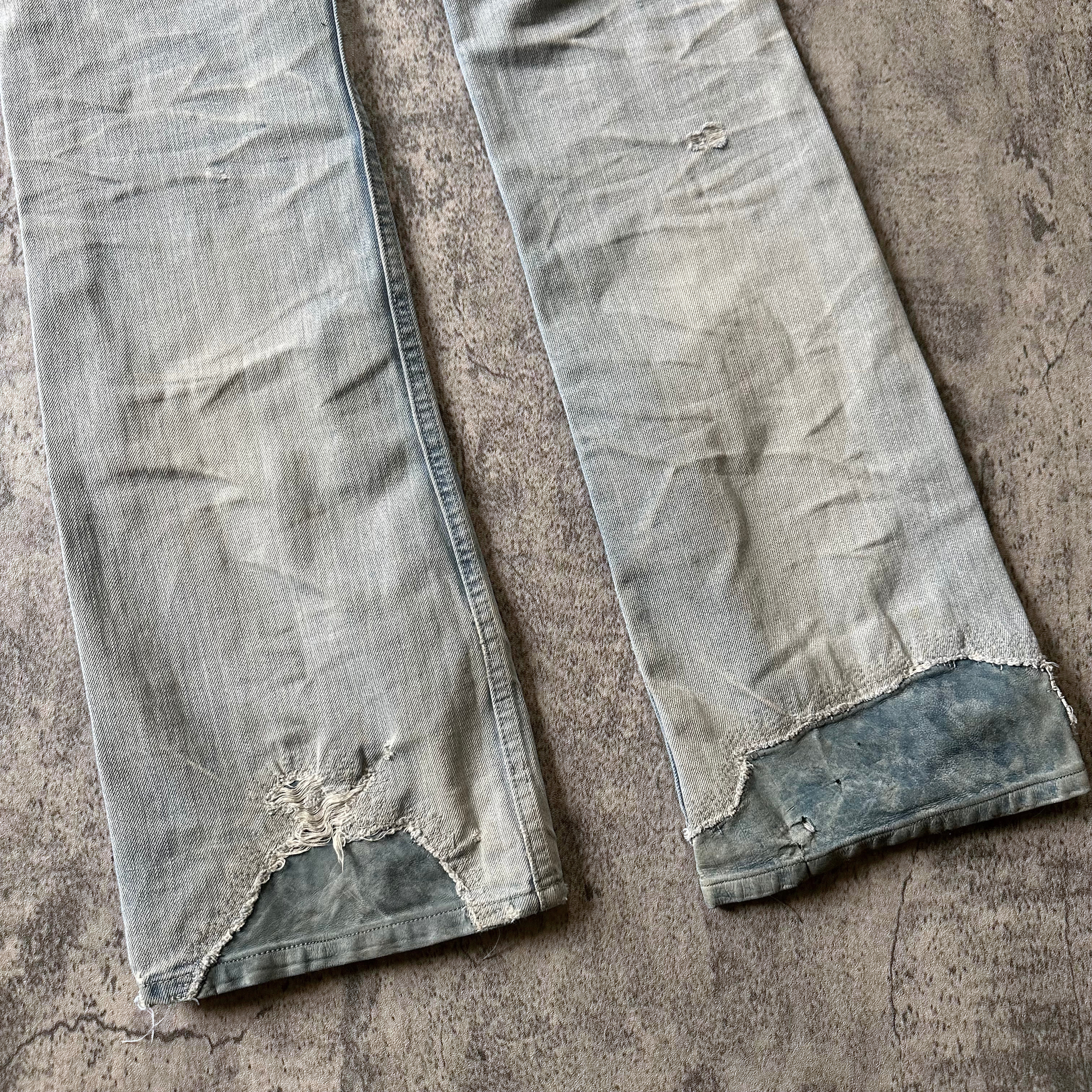 ‘Leather Repair’ Distressed Denim  Pants 269archive