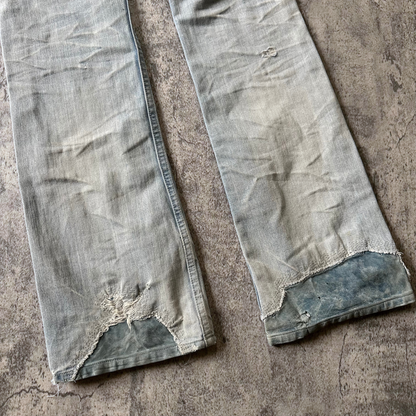 ‘Leather Repair’ Distressed Denim  Pants 269archive