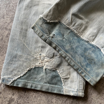 ‘Leather Repair’ Distressed Denim  Pants 269archive