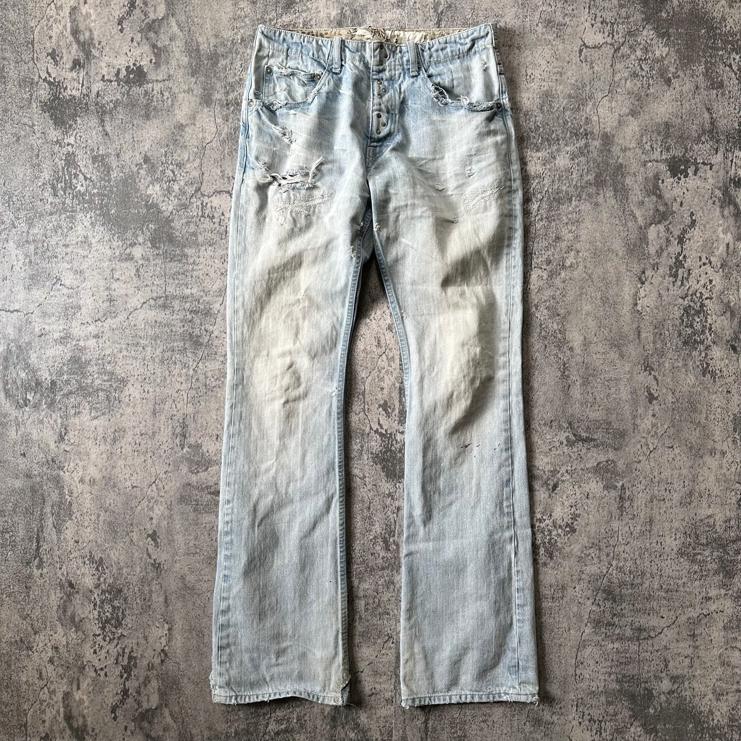 ‘Leather Repair’ Distressed Denim  Pants 269archive