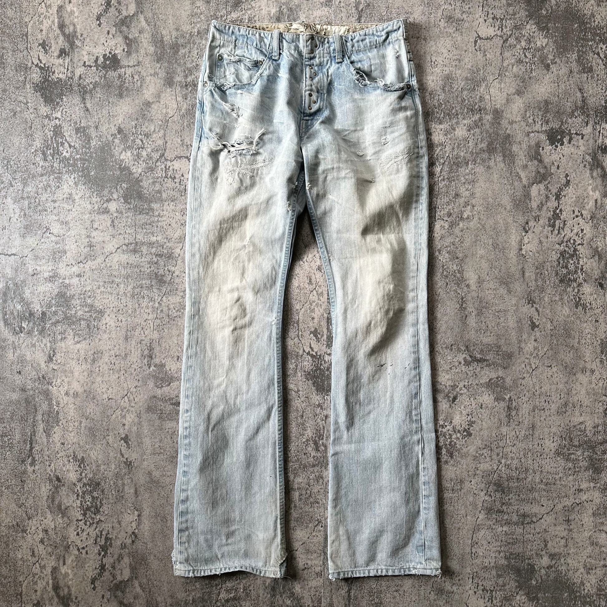 ‘Leather Repair’ Distressed Denim  Pants 269archive