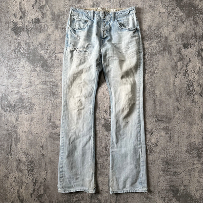 ‘Leather Repair’ Distressed Denim  Pants 269archive