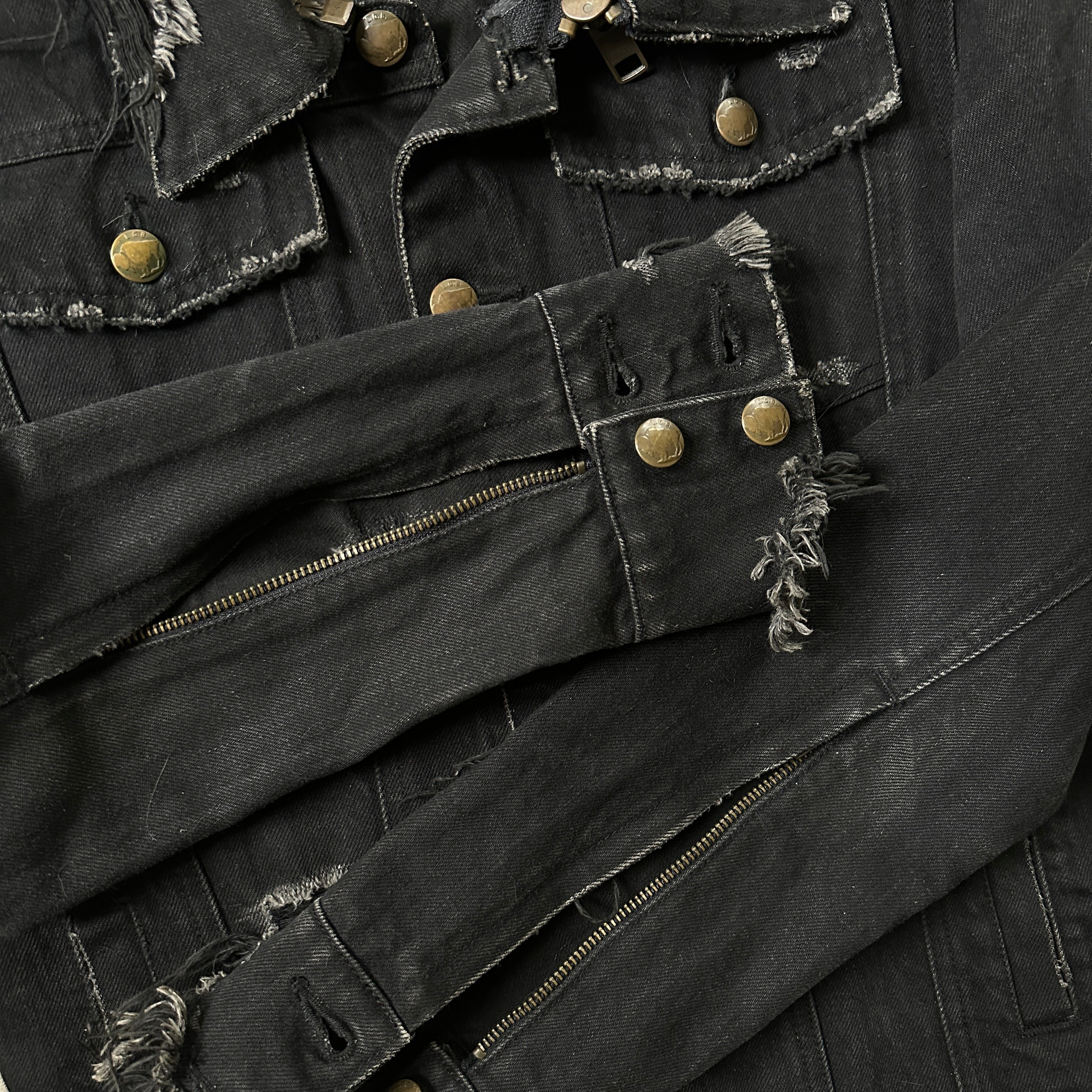 L.G.B. Distressed Removable Collar Denim Jacket