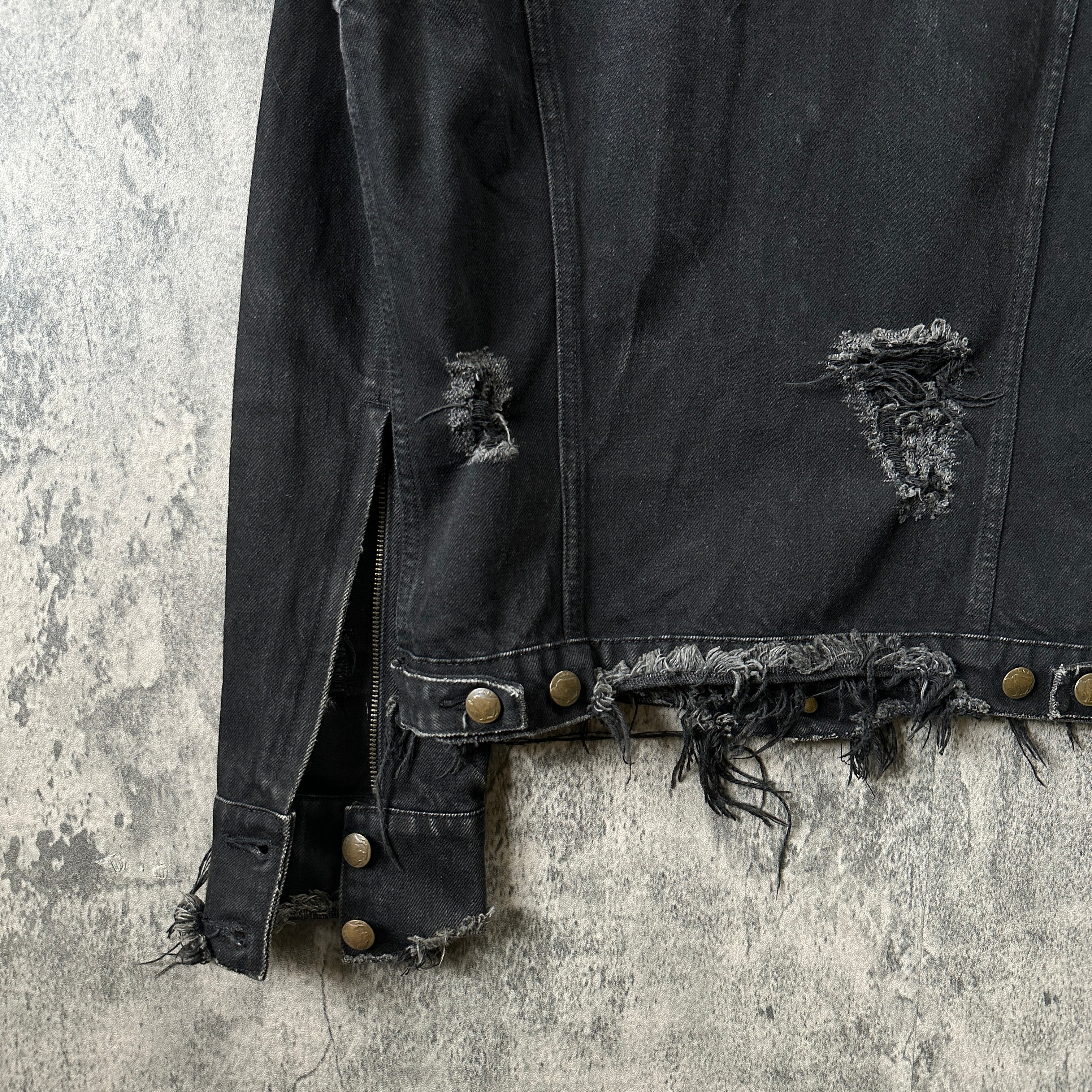 L.G.B. Distressed Removable Collar Denim Jacket