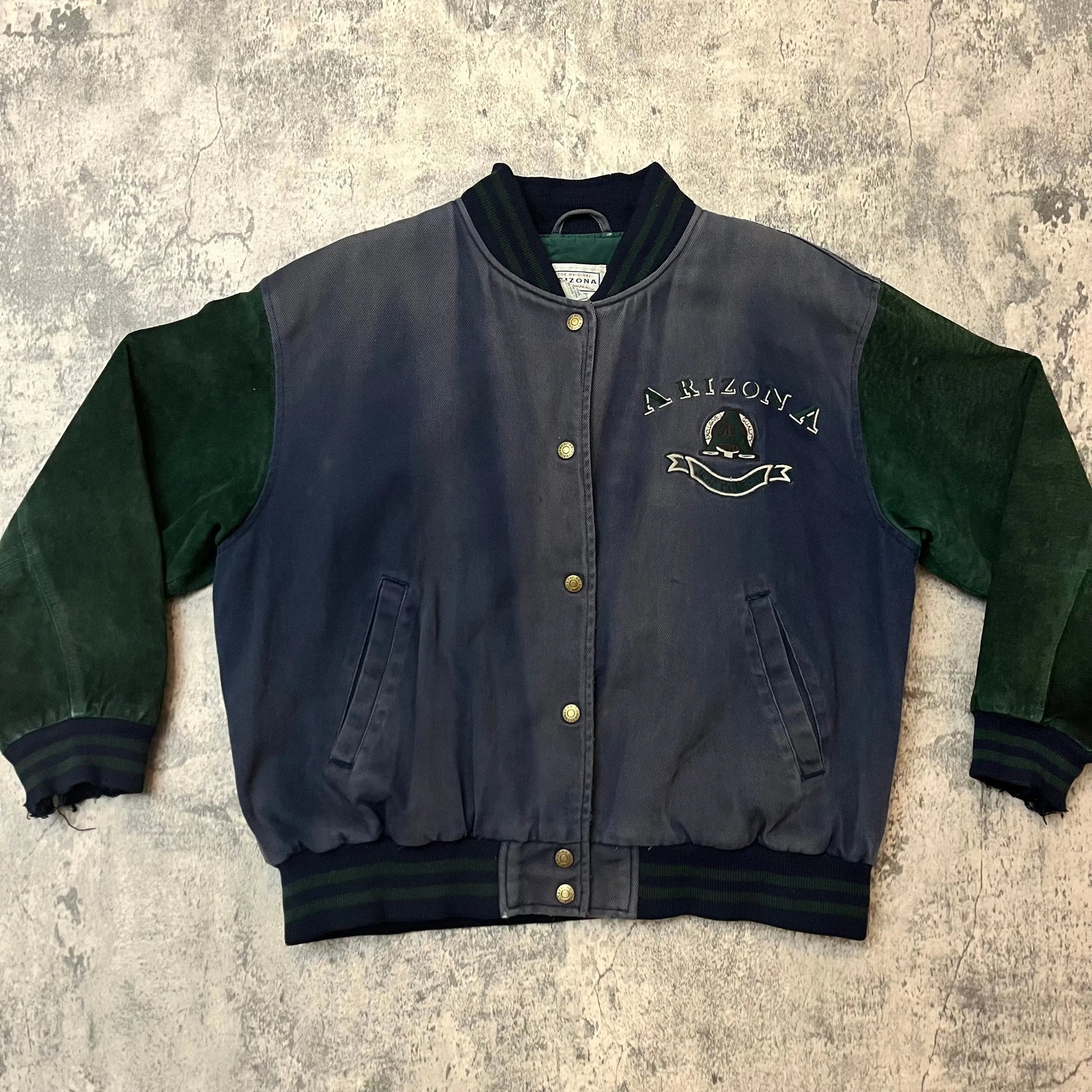 Distressed Suede Varsity Jacket - 269archive