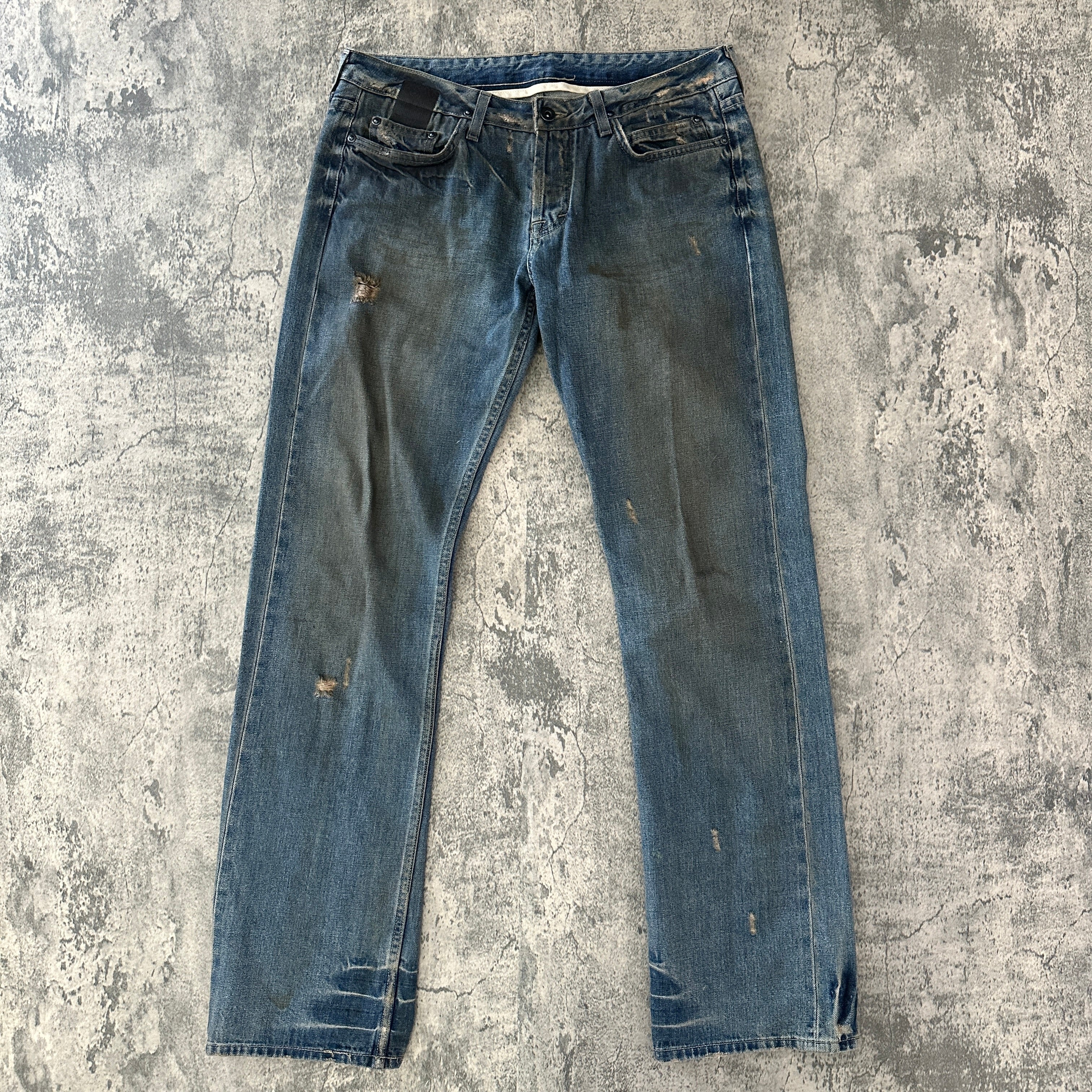 Rick Owens SLAB Distressed 5-Pocket Selvedge Jeans