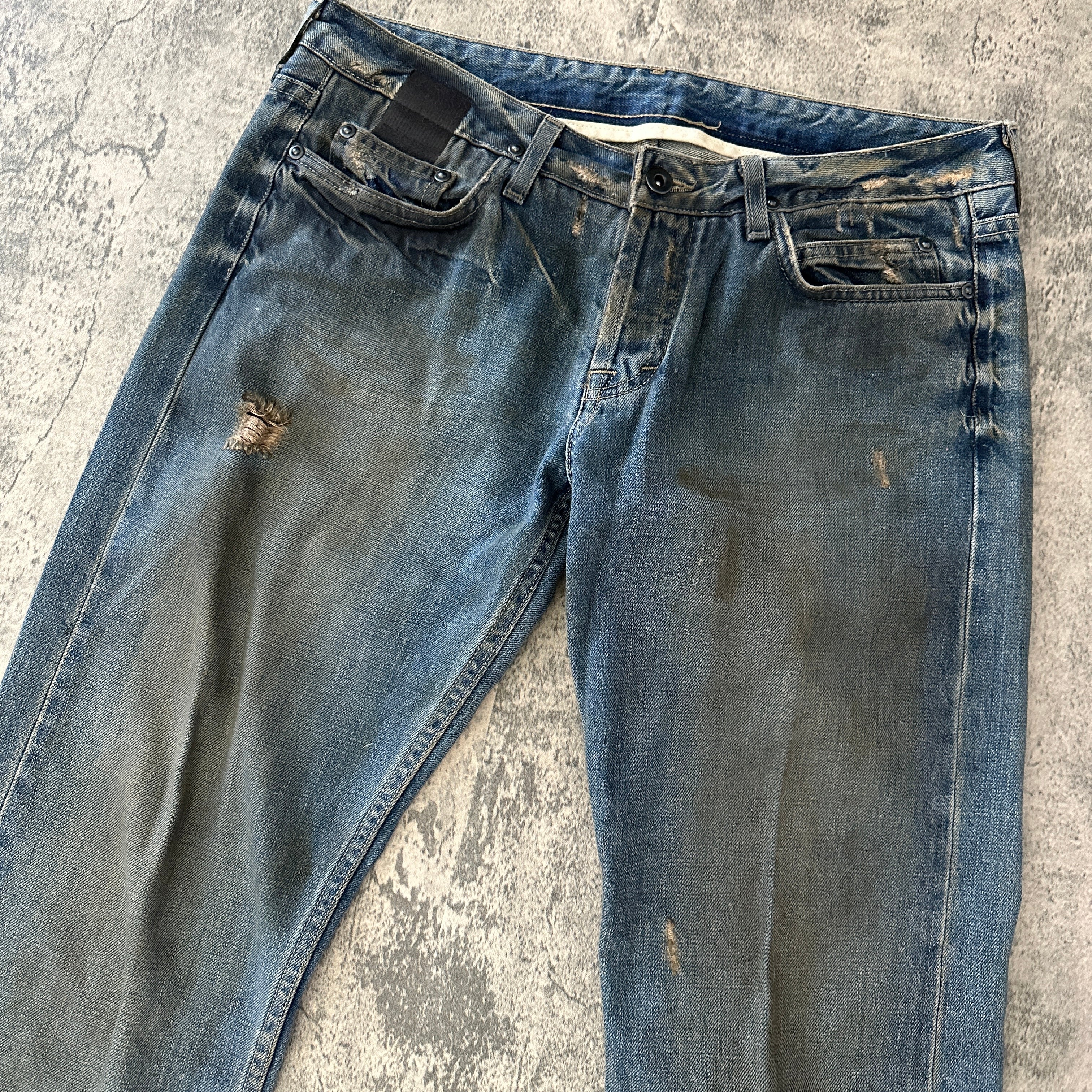 Rick Owens SLAB Distressed 5-Pocket Selvedge Jeans